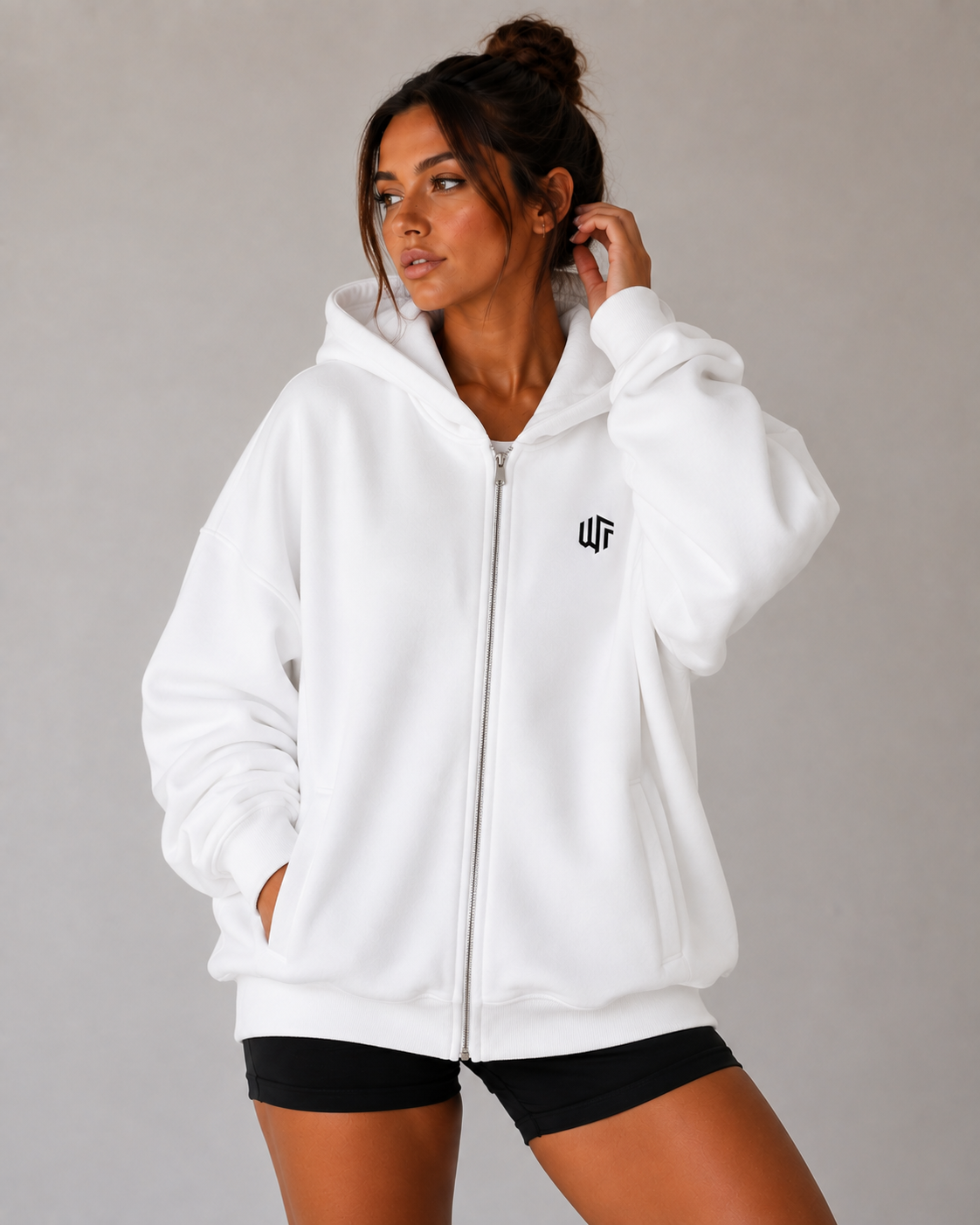 WTF Embroidered Zip Up Hoodie