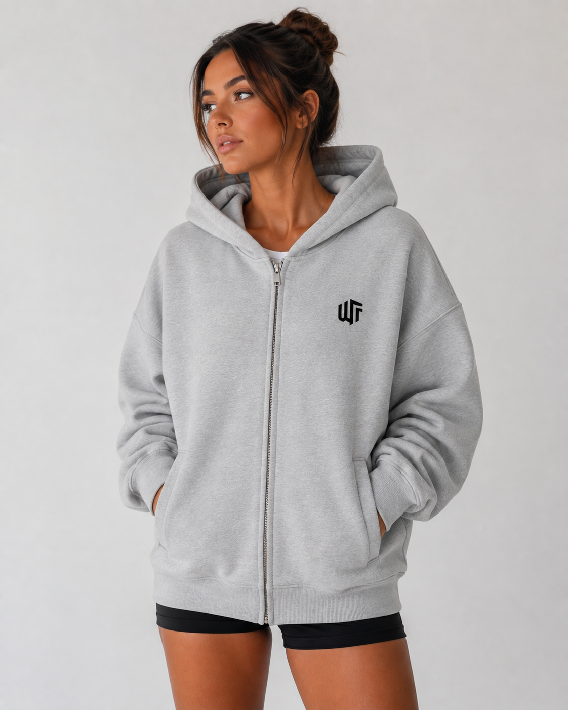 WTF Embroidered Zip Up Hoodie