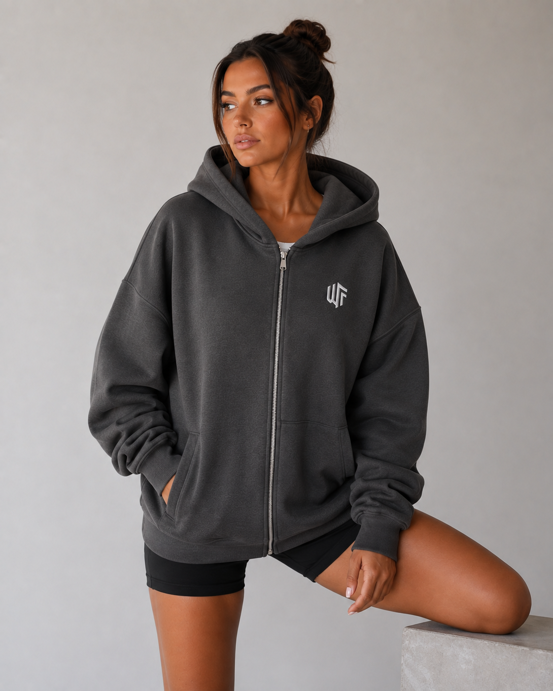 WTF Embroidered Zip Up Hoodie