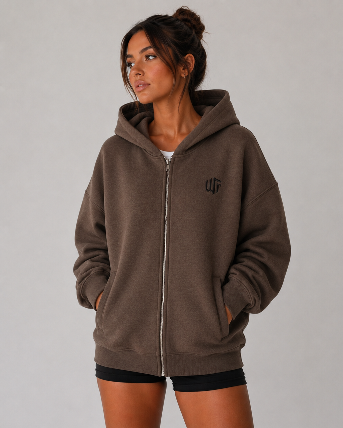 WTF Embroidered Zip Up Hoodie