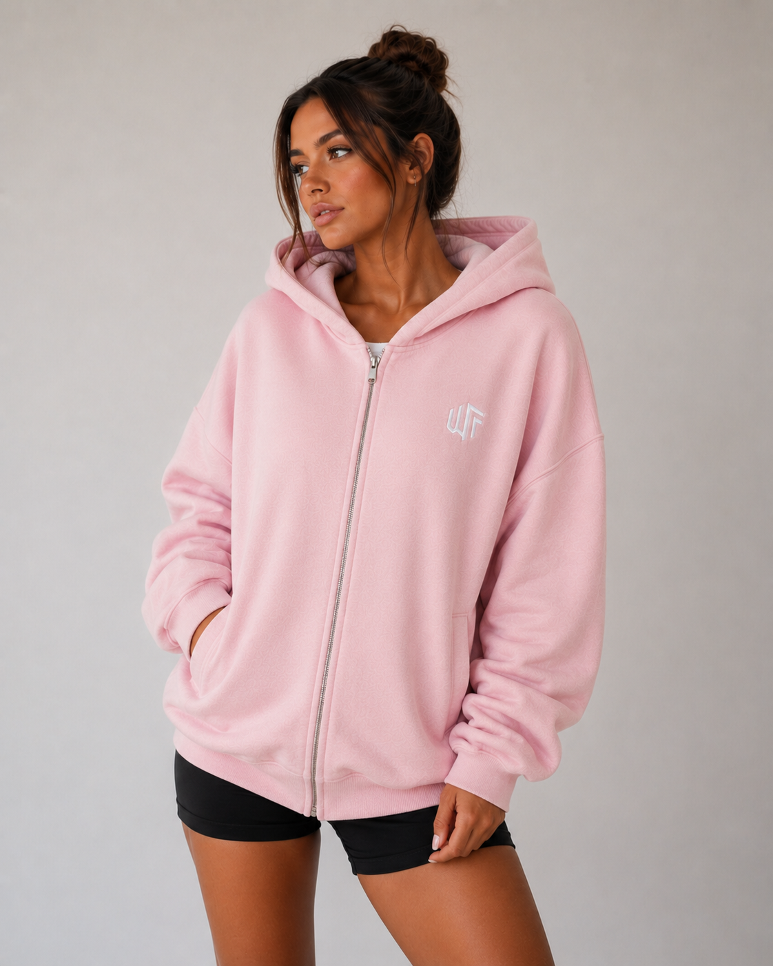 WTF Embroidered Zip Up Hoodie