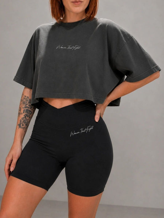 Signature Oversized Drop Shoulder Crop T