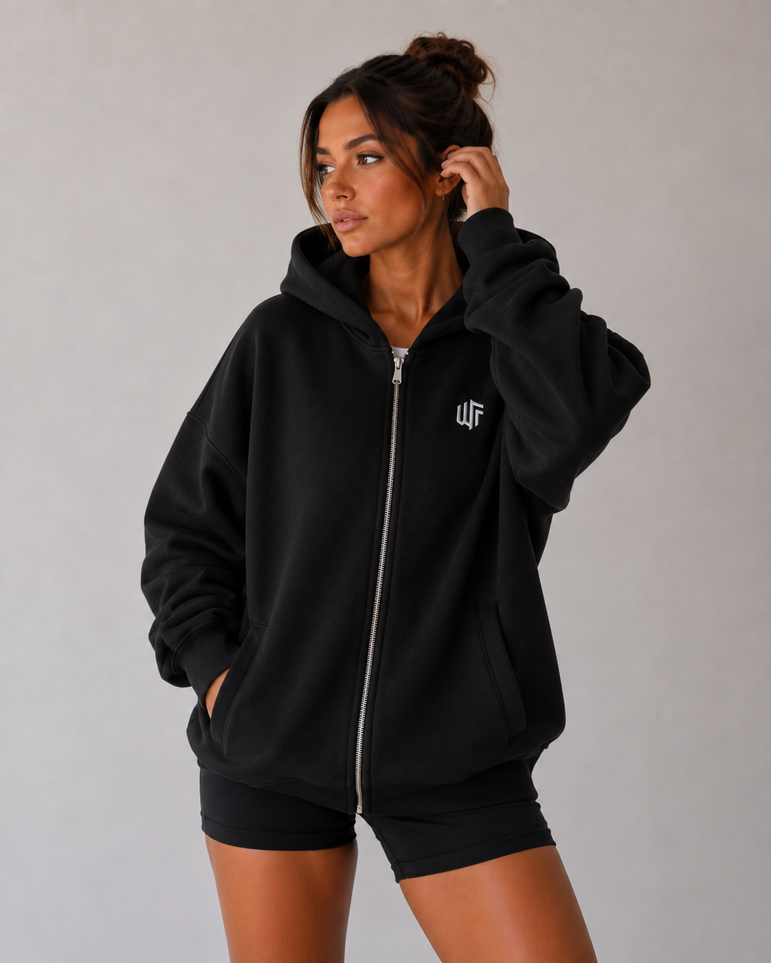 WTF Embroidered Zip Up Hoodie